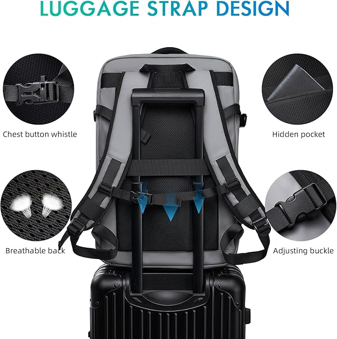 Laptop Backpack for Women, 50L Carry On Backpack Men, Expandable Flight Approved Water Resistant Luggage with 3 Packing Cubes & USB Port, Travel Backpack Fits 17.3 Inch Notebook