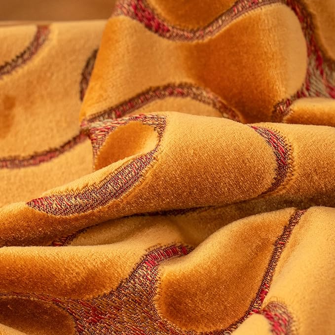 Yangest Orange Yellow Square Throw Pillow Cover Wavy Velvet Cushion Cover Modern Zippered Pillowcase for Sofa Couch Bedroom Living Room Chair, 20 x 20 Inch