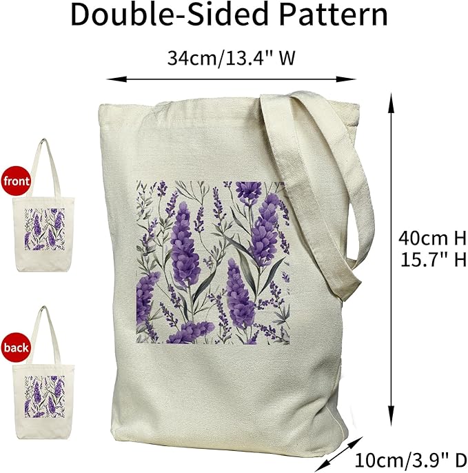 Tote Bag for Women, Reusable Zippered Canvas Bag with Handles Pocket Thick Canvas, for Grocery Shopping Beach Gift