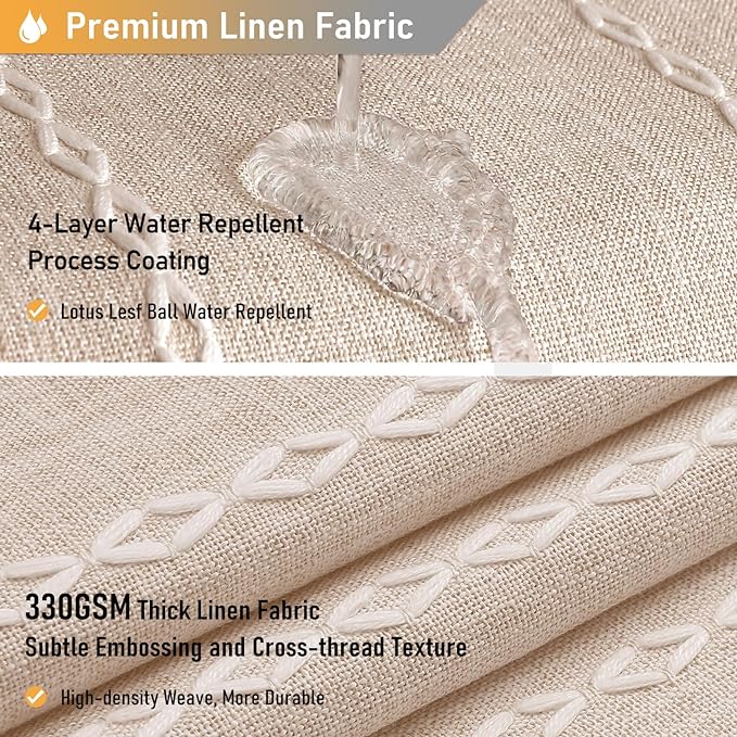 BTTN Stall Fabric Shower Curtain - 54x78 Boho Striped Linen Heavy Duty Tassel Shower Curtain Set with 10 Hooks, Narrow Rustic Modern Farmhouse Bohemian Thick Shower Curtains for Bathroom - Tan/Taupe