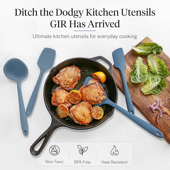 GIR: Get It Right 5-Piece Silicone Ultimate Kitchen utensils set - Ladle, Spatula, Flip, Spoon & Spoonula - Non toxic cooking utensils for Nonstick Cookware, Cooking and Baking - Red