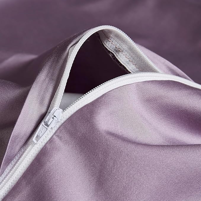 mixinni King Size Duvet Cover Purple Flowers Bird Bedding Sets Shabby Chic Boho Long-Staple Cotton Duvet Cover Set with Zipper Ties 1 Duvet Cover+2 Pillowcases, Ultra Soft, Breathable-King Size