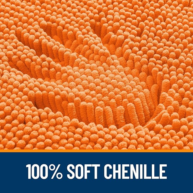 OLANLY Toilet Rugs U-Shaped 24x20, Extra Soft Absorbent Chenille Contour Bathroom Rugs for Toilet, Dry Quickly, Machine Washable, Non-Slip Bath Mat, Orange