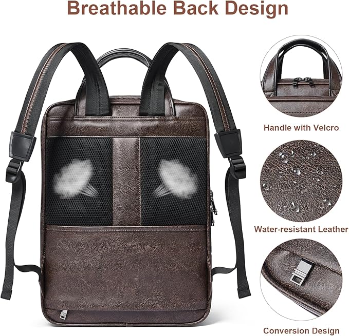 Shrrie 15.6" Laptop Backpack,Business Work Backpack Briefcase,Durable Computer Backpack for Office,Travel,College,Two-toned Coffee