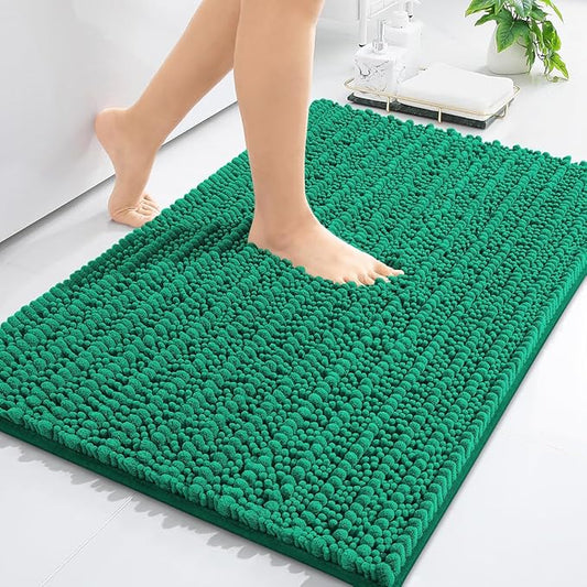 Arotive Luxury Chenille Bathroom Rug Mat, Extra Soft Thick Absorbent Shaggy Bath Rugs, Non-Slip Machine Wash Dry, Plush Bath Mats for Bathroom, Shower and Tub, 36x24, Emerald