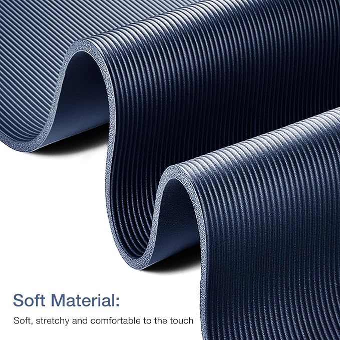Yoga Mat Non Slip NBR Thick Yoga Mat, 72"L x 32"W x 0.6"TH (185cm x 80cm x 15mm), Anti-Tear Exercise Mat with Carrying Strap and Bag, Workout Mats for Yoga, Pilates and Floor Exercises