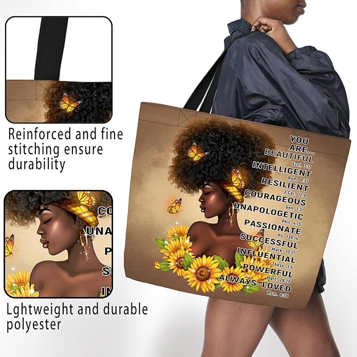 IAGM Women Tote Bags African American Woman Shoulder Bag Afro Black Girl Magic Satchel Handbags For Shopping,Work,Grocery,Gym