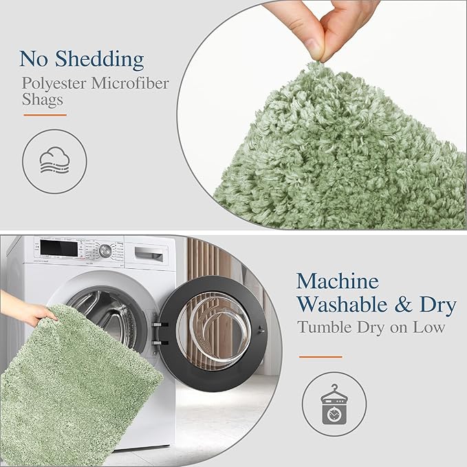 Walensee Large Bathroom Rug (24 x 60, Pale Green) Extra Soft and Absorbent Shaggy Bath Mat Machine Washable Microfiber Non Slip Luxury Floor Mat