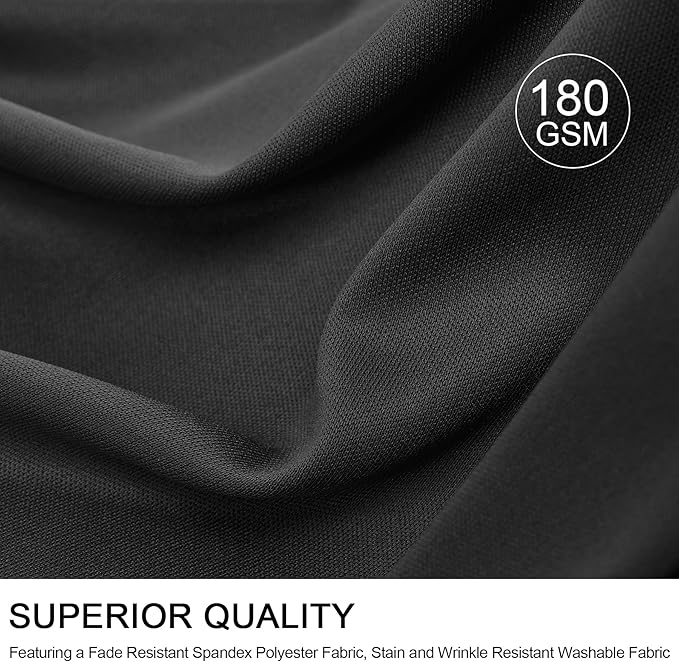 Outpain 6 Pack Black Round Spandex Tablecloth for 48Inch/4FT Tables - Stretchy Table Cloth with Skirt, Wrinkle-Free Fitted Cloth for Wedding Vendor, Banquet & Graduation Decor (108" Round)
