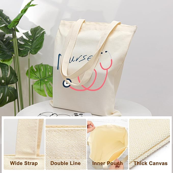 Tote Bag for Women, Canvas Tote Bag with Pockets,Canvas Shopping Bags,Reusable Grocery Bags