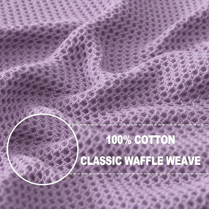 Homaxy 100% Cotton Waffle Weave Kitchen Dish Towels, Ultra Soft Absorbent Quick Drying Cleaning Towel, 13 x 28 Inches, 6-Pack, Lavender