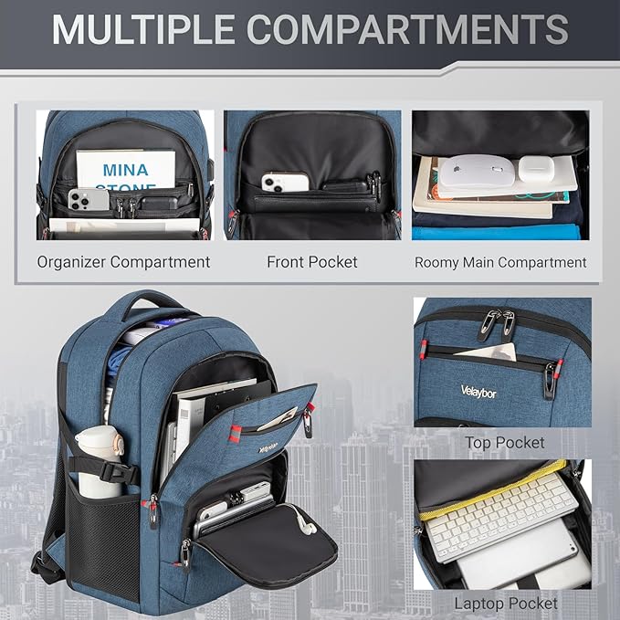 40L Expandable Laptop Backpack, Anti-thief Travel Backpack with USB Charging Port, Airline Approved Business Waterproof Carry on Luggage, Fits 15.6" Laptop for Men Women