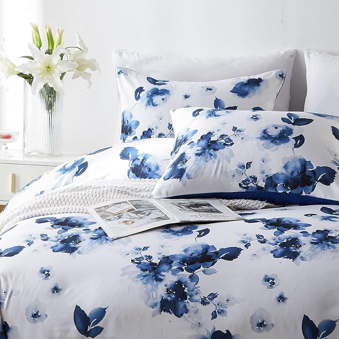 Cupocupa Duvet Cover Full Size Set Boho Floral Pattern Full Duvet Cover Set for Full Size Bed Vintage Soft Bedding Leaf Print Duvet Cover with Pillowcases