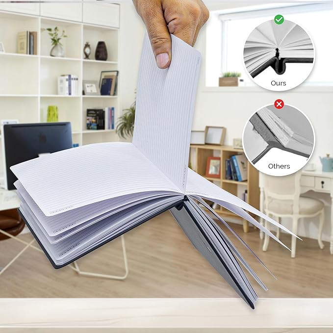 Nextnoid Lined Leather Journal for Men - 120 GSM Thick Paper - 160 Pages - A5 Hardcover Notebook for Work - Ideal for Writing, Journaling, and Note-Taking (Black)