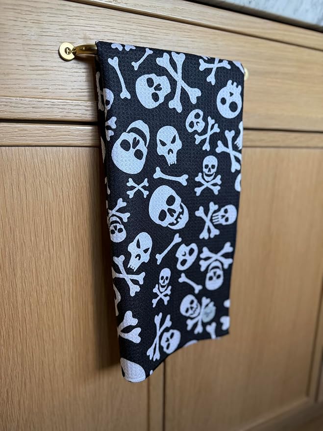 || 3 Pack|| Double Sided Dish Towels || Waffle Weave Microfiber || Tea Towels || Highly Absorbent || Hanging Loop || Dish Cloths || Modern || Designer Prints (Halloween Multi)