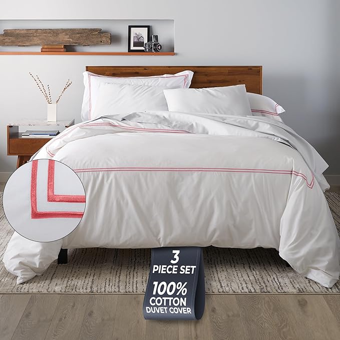 Ella Jayne Duvet Cover King (3 Pieces), 100% Cotton Percale, King/Cali King, Soft Breathable & Lightweight Including King Duvet Cover (1 Piece) 106 x 90 Inches with 2 Pillow Shams (Pink Design)