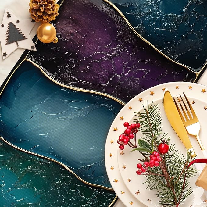 Purple Marblre Burlap Table Runner Seasonal Spring Fall Kitchen Dining Linen Table Decoration for Indoor Outdoor Home Party Dinner 13x72 Inch