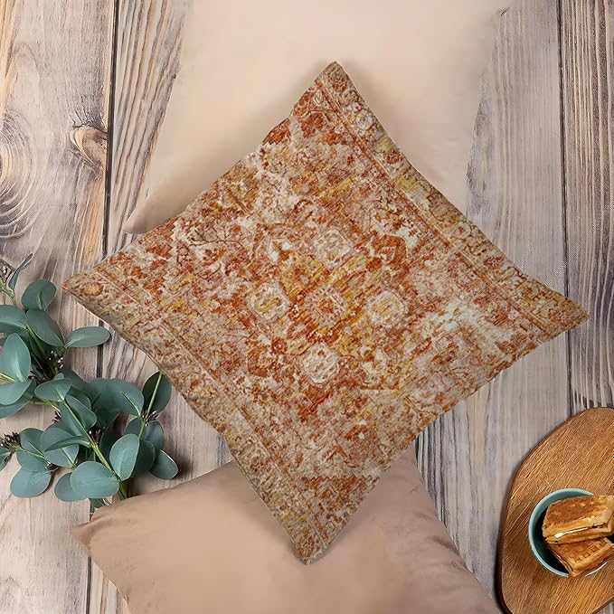 Boho Throw Pillow Covers 24x24 inch Set of 2,Boho Vintage Carpet Pattern Antique Ethnic Decor Double Sided Pattern Cushion Cover Soft Pillow Case Living Sofa Room Bed Square Pillow Cover