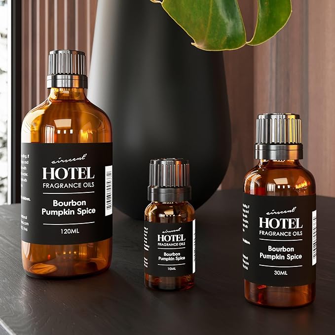 AirScent Bourbon Pumpkin Spice Holiday Diffuser Oil - Premium Holiday Fragrance Oil for Ultrasonic and Waterless Diffusers and Crafting - 120ml, 4 fl oz Glass Dropper Bottle