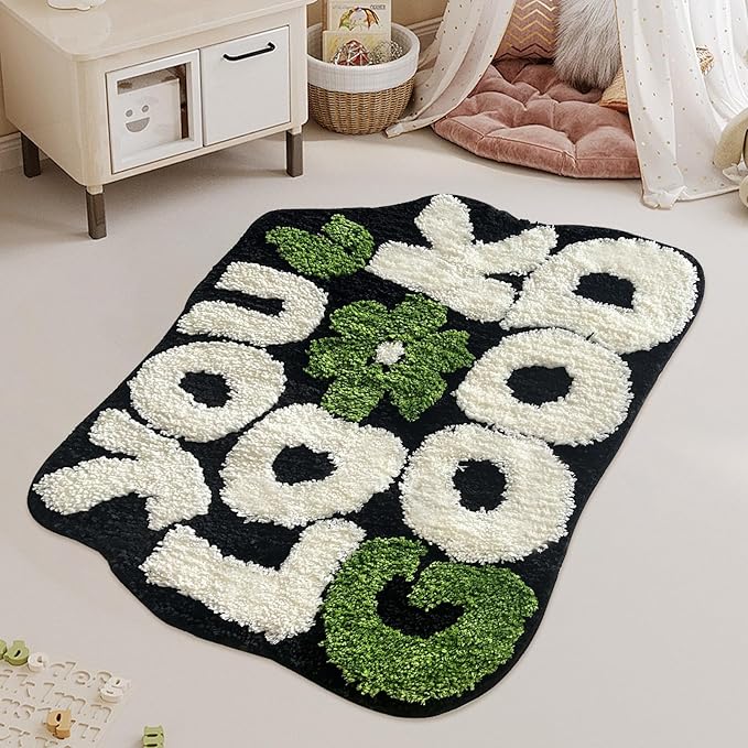 You Look Good Bath Rug, Fun Bathroom Rug,Black Bathroom Rugs Cool Rugs for Bedroom Non Slip Microfiber Plush Cool Mat for Bedroom Washable Absorbent for Bathtub 21"x25"