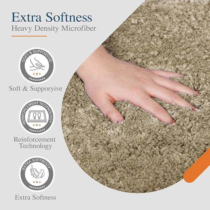 Walensee Large Bathroom Shaggy Rug (24 x 72, Sand) - Extra Soft, Absorbent, Non-Slip, Machine Washable Microfiber Mat