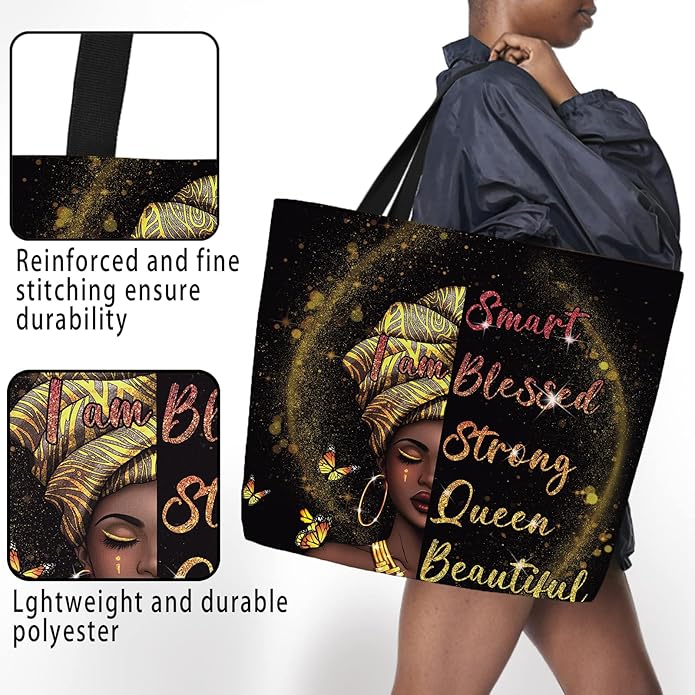 IAGM Women Tote Bags African American Woman Shoulder Bag Afro Black Girl Magic Satchel Handbags For Shopping,Work,Grocery,Gym