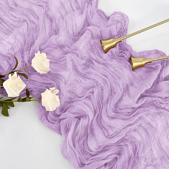 16 Pack Cheesecloth Table Runner, 35x120 Inch Boho Gauze Table Runners, Cheese Cloth Long Table Runner Elegant Table Runners for Party Wedding Bridal Shower Table Decor (Lavender)