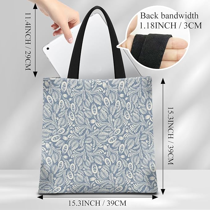 Canvas Tote Bag for Women，Cute Heavy-Duty Shoulder Bag with Zipper Pocket -Travel Tote for Grocery, Gym,Shopping