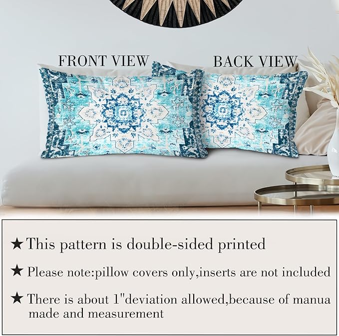 Boho Throw Pillow Covers 12x20 inch Set of 2,Boho Vintage Carpet Pattern Antique Ethnic Decor Double Sided Pattern Cushion Cover Soft Pillow Case Living Sofa Room Bed Square Pillow Cover
