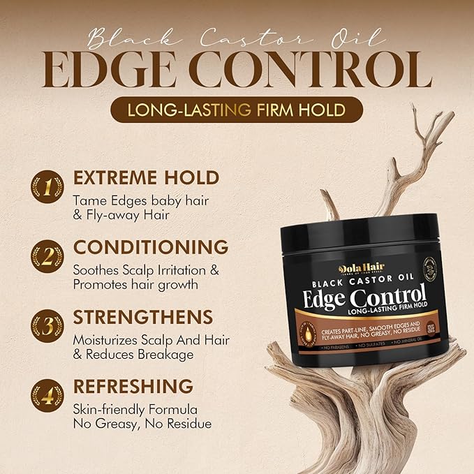 Edge Control Gel for 4C Hair Braiding Hair Gel Firm Hold, Hair Styling Wax Non-Greasy No Flaking 4.2 Oz