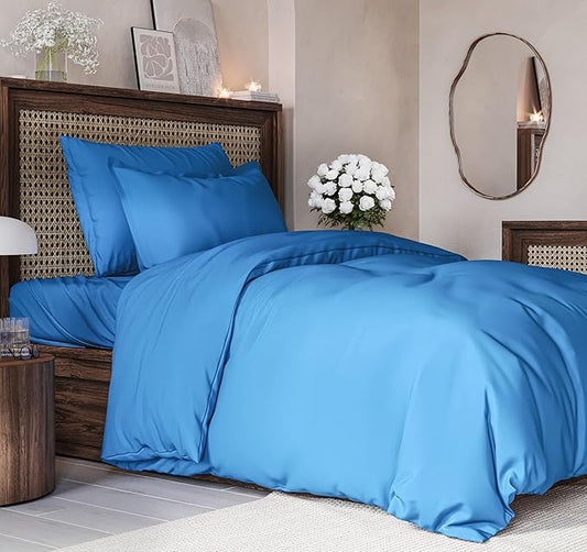 Duvet Cover Twin/Twin XL Size Set - Extra Soft Duvet Cover 68 x 90 with 1 Pillow Sham - Hotel Luxury, Easy Care and Fade Free with Zipper Closures & Ties - Comfy, Breathable Bedding Set (Royal Blue)