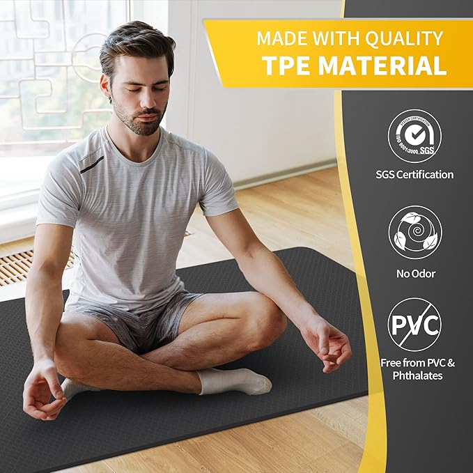 CAMBIVO Extra Wide Yoga Mat for Women and Men (72"/84"x 32"x 1/4") TPE Workout Mat, Non-slip Large Exercise Fitness Mat for Yoga, Pilates, Workout