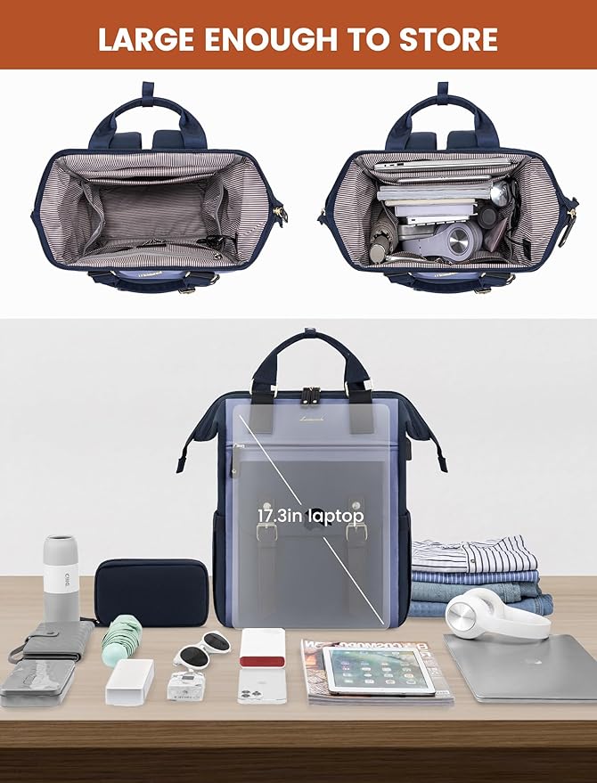 LOVEVOOK Laptop Backpack for Women, Work Bags Teacher Computer Laptop Bag, Large Travel Backpack, Stylish College Backpack Purse, Business Nurse Bags, Casual Daypack, 17 Inch