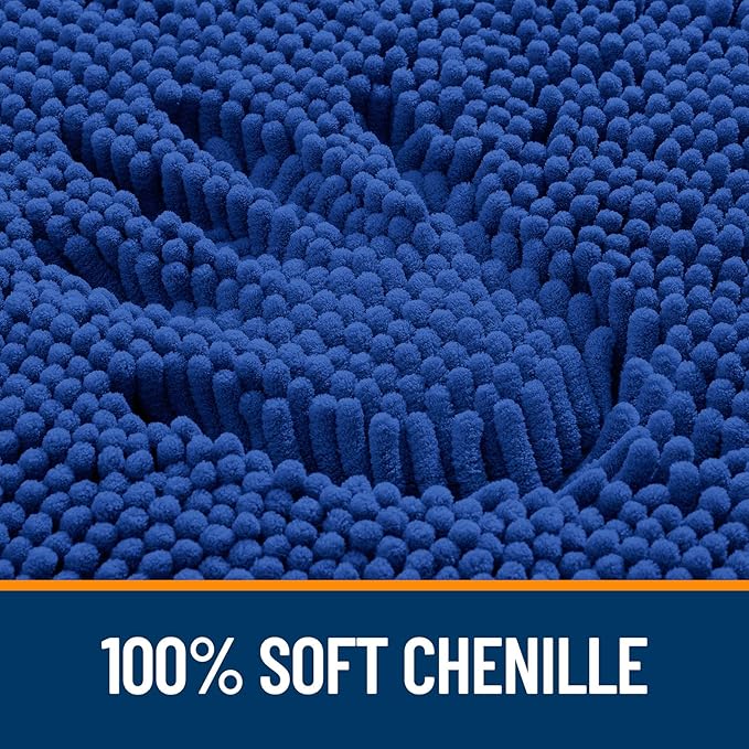 OLANLY Bathroom Rugs 24x16, Extra Soft Absorbent Chenille Bath Rugs, Rubber Backing Quick Dry, Machine Washable Bath Mats for Bathroom Floor, Tub and Shower, Home Decor Accessories, Royal Blue