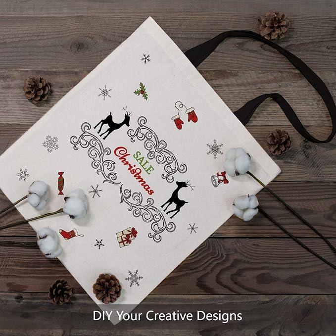 TOPDesign 12-Pack Economical Cotton Tote Bag, Lightweight Medium Reusable Grocery Shopping Cloth Bags, Suitable for DIY, Advertising, Promotion, Gift, Activity