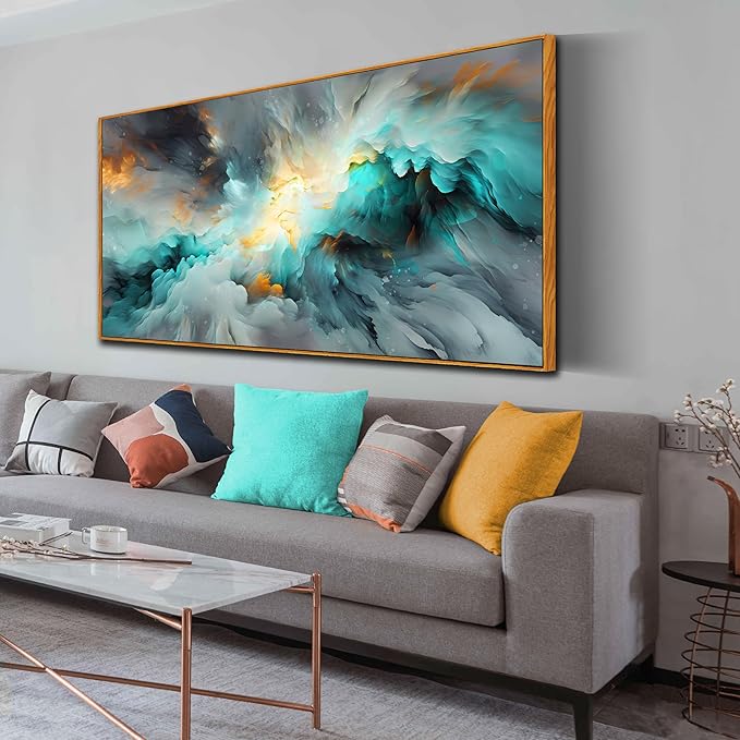 Large Abstract Canvas Wall Art - Office Art Wall Decor - Framed Wall Art for Living Room Ready to Hang Size 29" x 59"