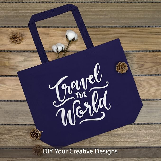 TOPDesign 6-Pack Canvas Tote Bags with Magnetic Snap, Reusable Grocery Shopping Bags, DIY Your Creative Designs