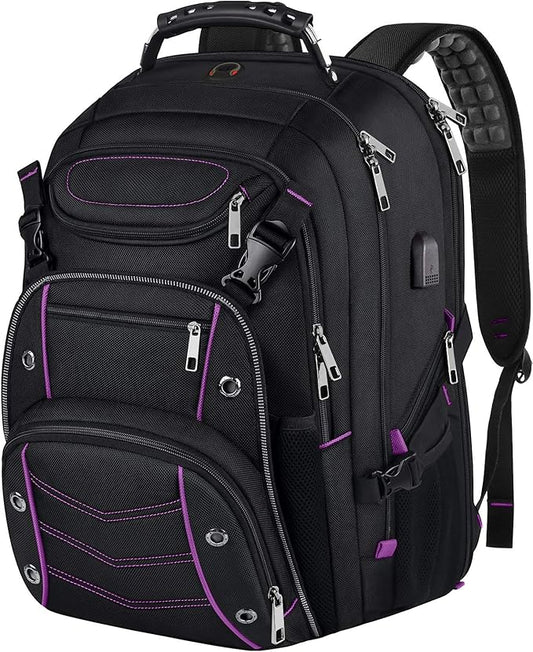 VECKUSON Unisex 18.4 Inch Laptop Backpack, Purple Rfid, For College Students And Adults