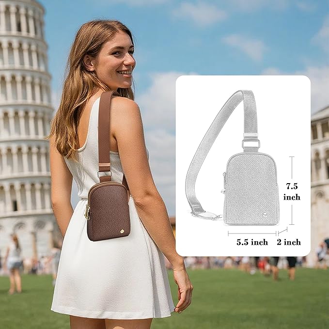 INICAT Travel Small Sling Bag Leather Crossbody Bags for Women Fanny Packs Cross Body Bag for Woman Cross Body Purses