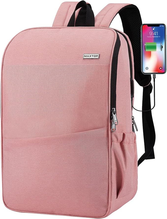 MAXTOP Deep Storage Laptop Backpack with USB Charging Port[Water Resistant] College School Computer Bookbag Fits 17 Inch Laptop