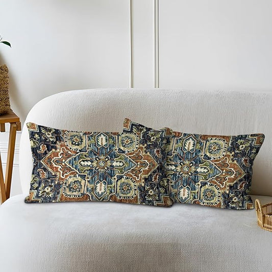 Boho Throw Pillow Covers 12x20 inch Set of 2,Boho Vintage Carpet Pattern Antique Ethnic Decor Double Sided Pattern Cushion Cover Soft Pillow Case Living Sofa Room Bed Square Pillow Cover