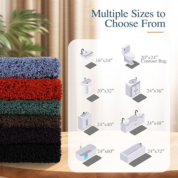 Walensee Large Bathroom Rug (24 x 36, Dark Purple) Extra Soft and Absorbent Shaggy Bath Mat Machine Washable Microfiber Non Slip Luxury Floor Mat