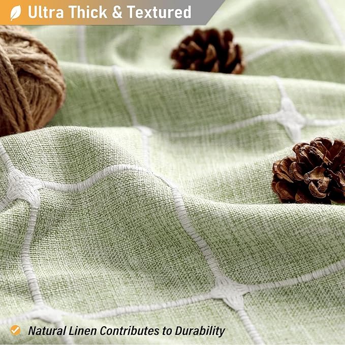 BTTN Stall Fabric Shower Curtain - 54x72 Inches Boho Linen Heavy Duty Tassel Shower Curtain Set with 10 Hooks, Narrow Rustic Modern Farmhouse Neutral Thick Shower Curtains for Bathroom - Sage Green