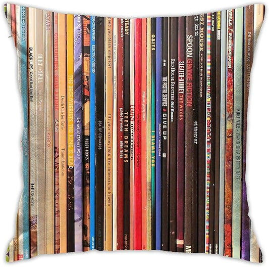 Indie Rock Vinyl Records Square Pillow Case Throw Pillow Covers Decorative Pillowcase Cushion Cover with Car Couch Sofa Chair Bed Living Room 18x18 Inch
