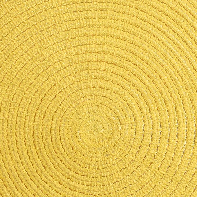 SHACOS Round Braided Placemats Set of 4 Washable Kitchen Table Place Mats Doilies Table Mats for Home Wedding Party Dining Table Decor (Yellow, 4)