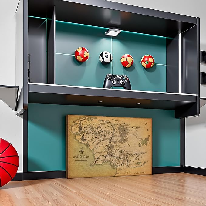 Middle Earth Map Wall Art Canvas Print - Fantasy Map of Middle Earth - 28''H x 40''W with Inner Wooden Frame - Lightweight & Easy to Hang - Perfect for Bedroom, Game Room Decor