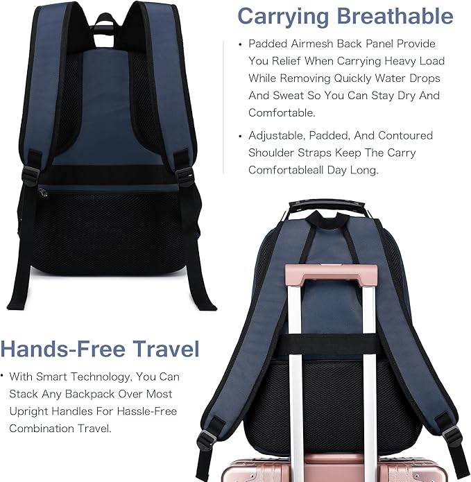 Boavan Laptop Backpack for men, 15.6 inch Laptop Bag with USB Port, Waterproof Travel Work Backpack Purse, Anti-Theft Teacher Nurse Doctor Casual Bookbags Office Business backpack，Classic Navy