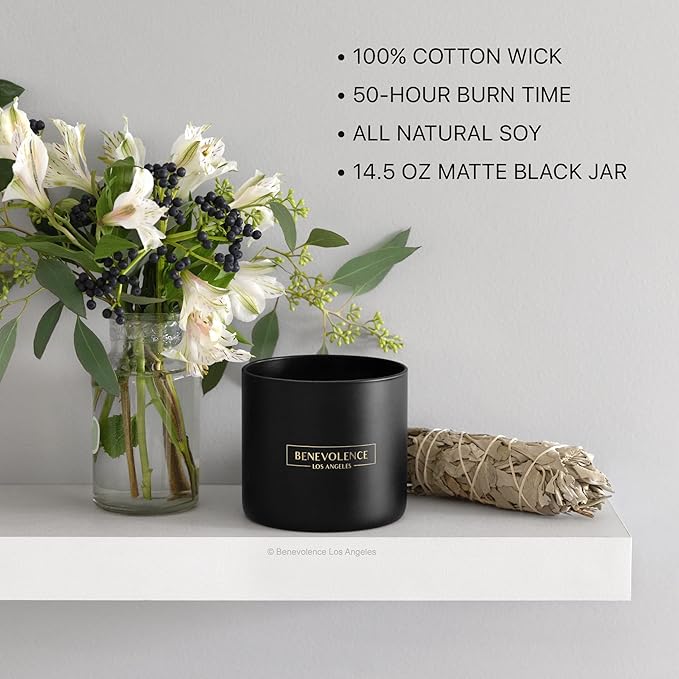 Benevolence LA Pine Wood Scented Candles | 14.5 oz Christmas Candles for Women | 45 Hour Burn Pine Scented Candles for Home | Candles | Pine Scent Aromatherapy Candles