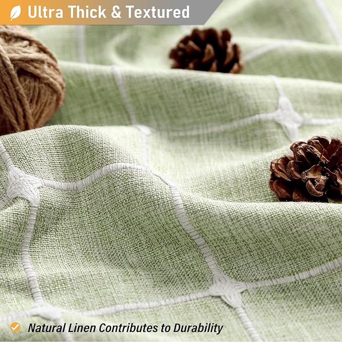 BTTN Stall Fabric Shower Curtain - 54 x 78 Inches Boho Linen Heavy Duty Tassel Shower Curtain Set with 10 Hooks, Narrow Rustic Modern Farmhouse Bohemian Thick Shower Curtains for Bathroom - Sage Green