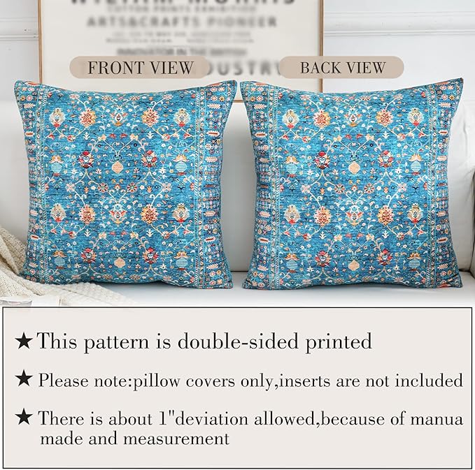 Boho Throw Pillow Covers 26x26 inch Set of 2,Boho Vintage Carpet Pattern Antique Ethnic Decor Double Sided Pattern Cushion Cover Soft Pillow Case Living Sofa Room Bed Square Pillow Cover